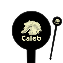 Dinosaur Skeletons 6" Round Plastic Food Picks - Black - Single Sided (Personalized)