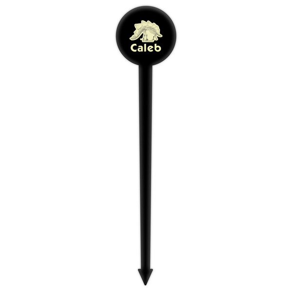 Dinosaur Skeletons Black Plastic 6" Food Pick - Round - Single Pick