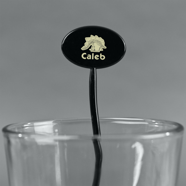 Dinosaur Skeletons Black Plastic 7" Stir Stick - Oval - Main