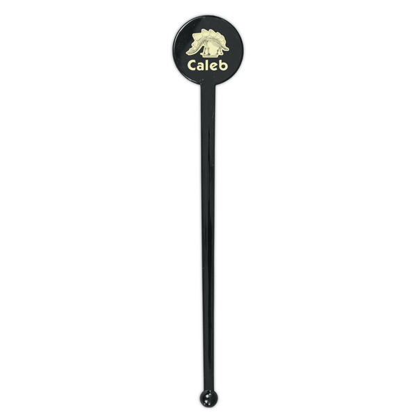 Dinosaur Skeletons Black Plastic 7" Stir Stick - Round - Single Stick