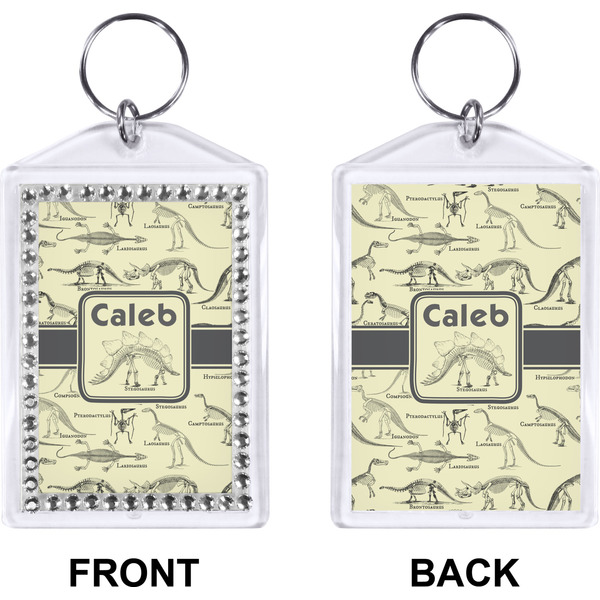 Dinosaur Skeletons Bling Keychain (Front + Back)