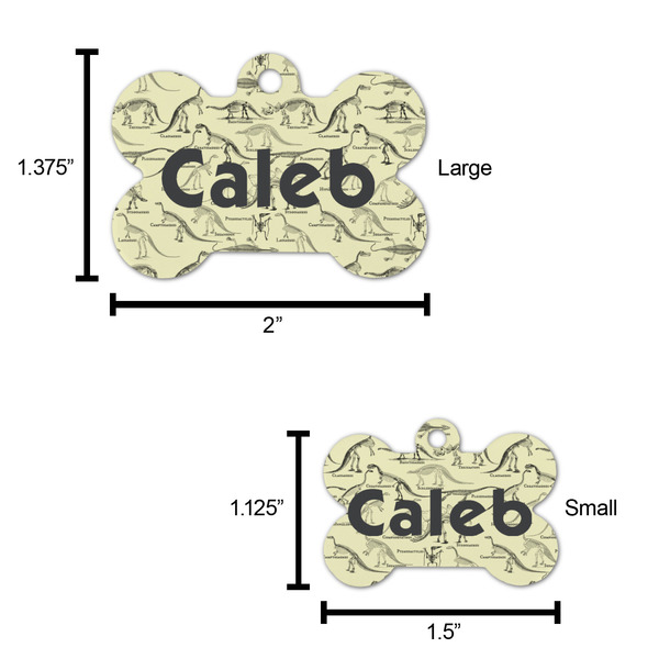 Dinosaur Skeletons Bone Shaped Dog ID Tag - Large - Scale