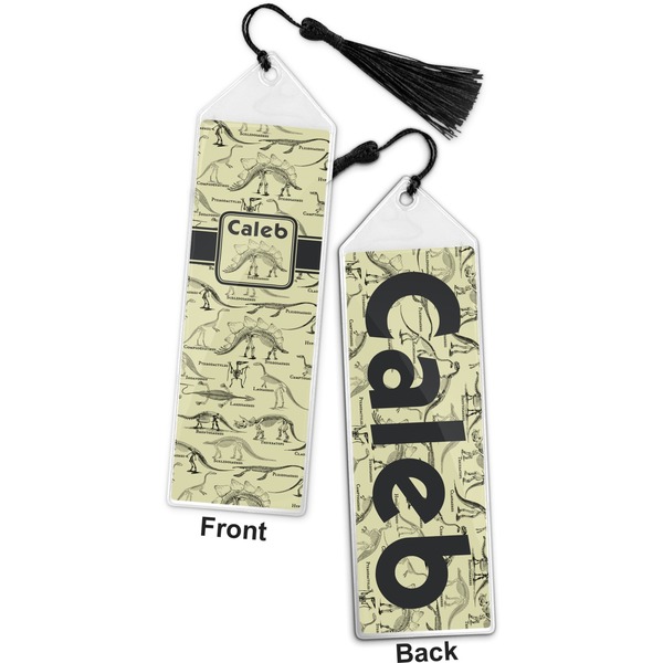 Dinosaur Skeletons Bookmark with tassel - Front and Back