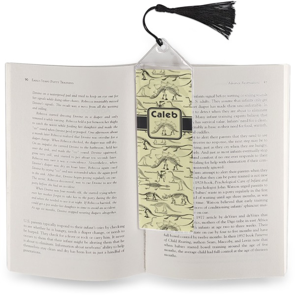 Dinosaur Skeletons Bookmark with tassel - In book