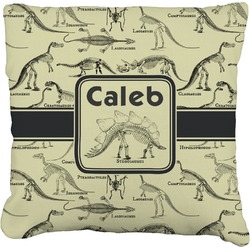 Dinosaur Skeletons Faux-Linen Throw Pillow 16" (Personalized)