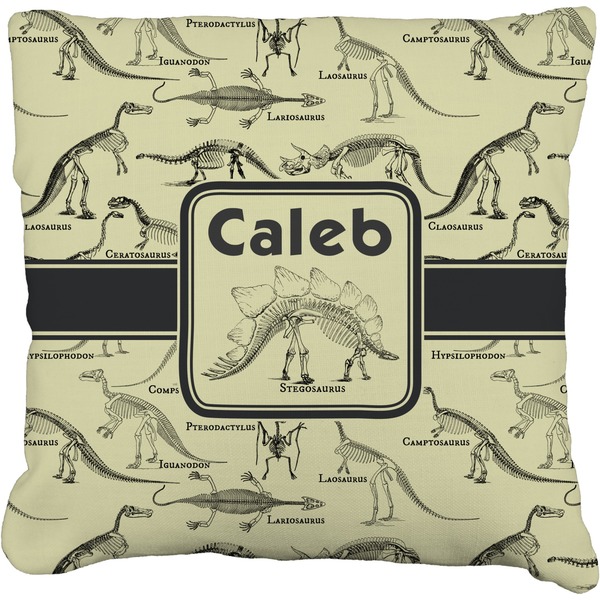 Custom Dinosaur Skeletons Faux-Linen Throw Pillow 16" (Personalized)