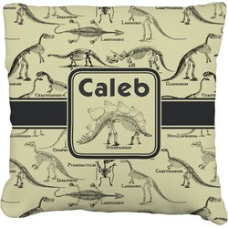 Dinosaur Skeletons Faux-Linen Throw Pillow 18" (Personalized)