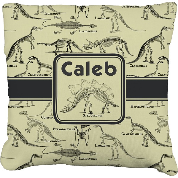 Custom Dinosaur Skeletons Faux-Linen Throw Pillow 18" (Personalized)