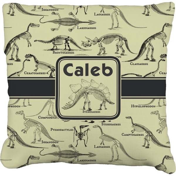 Custom Dinosaur Skeletons Faux-Linen Throw Pillow 20" (Personalized)