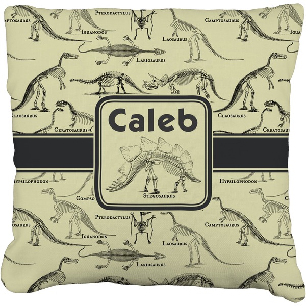 Custom Dinosaur Skeletons Faux-Linen Throw Pillow 26" (Personalized)