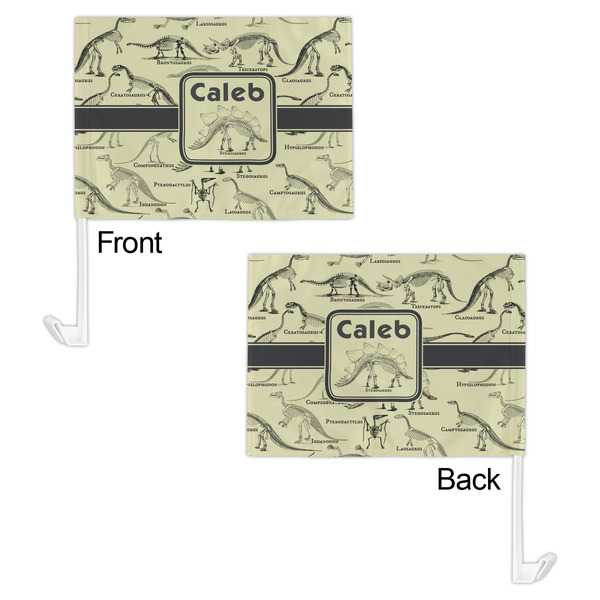 Dinosaur Skeletons Car Flag - 11" x 8" - Front & Back View