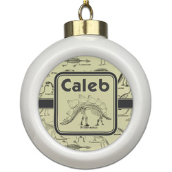 Dinosaur Skeletons Ceramic Ball Ornament (Personalized)