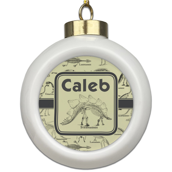Custom Dinosaur Skeletons Ceramic Ball Ornament (Personalized)