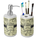 Dinosaur Skeletons Ceramic Bathroom Accessories Set (Personalized)