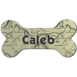 Dinosaur Skeletons Ceramic Dog Ornament - Front w/ Name or Text