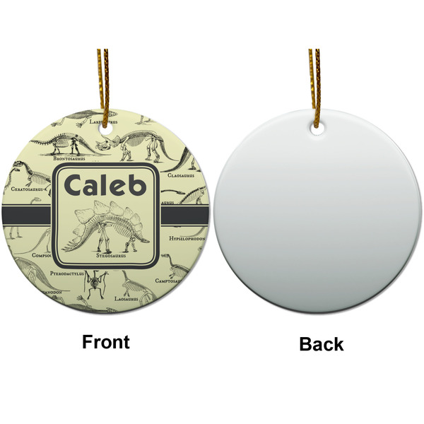 Dinosaur Skeletons Ceramic Flat Ornament - Circle Front & Back (APPROVAL)