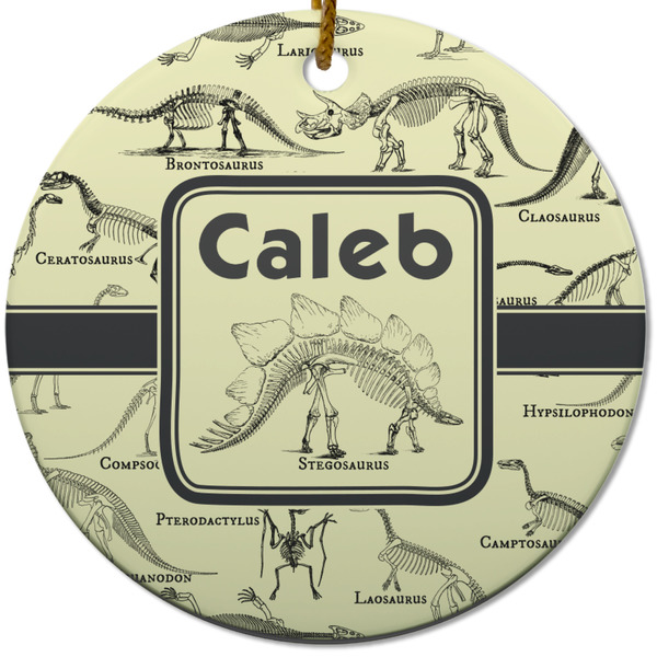 Dinosaur Skeletons Ceramic Flat Ornament - Circle (Front)