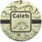 Dinosaur Skeletons Round Ceramic Ornament w/ Name or Text