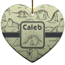 Dinosaur Skeletons Heart Ceramic Ornament w/ Name or Text