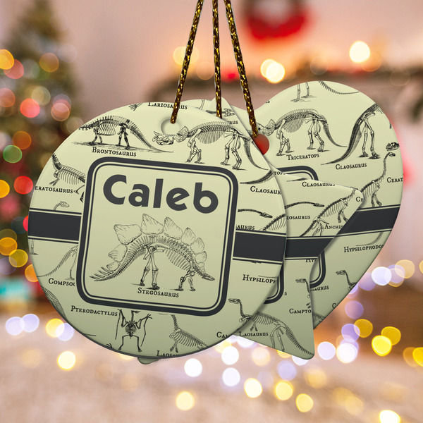 Custom Dinosaur Skeletons Ceramic Ornament w/ Name or Text
