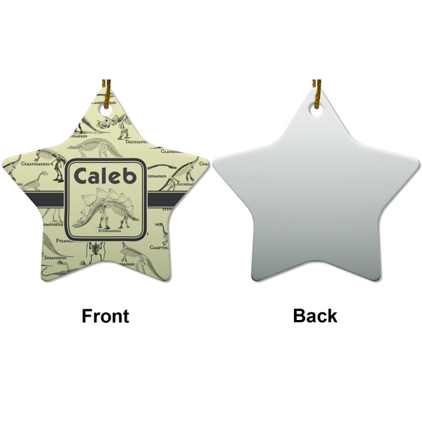 Dinosaur Skeletons Ceramic Flat Ornament - Star Front & Back (APPROVAL)