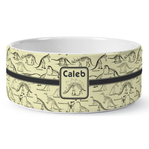 Custom Dinosaur Skeletons Ceramic Dog Bowl - Medium (Personalized)