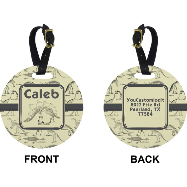 Dinosaur Skeletons Circle Luggage Tag (Front + Back)