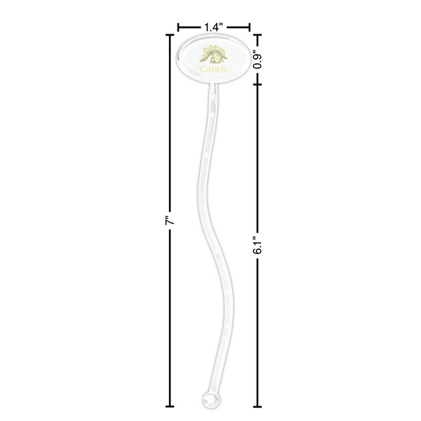 Dinosaur Skeletons Clear Plastic 7" Stir Stick - Oval - Dimensions