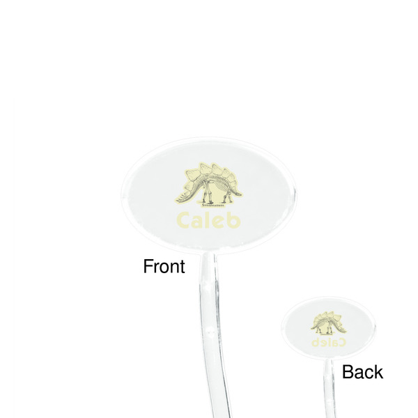Dinosaur Skeletons Clear Plastic 7" Stir Stick - Oval - Front & Back