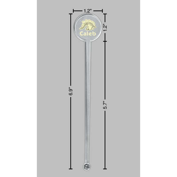 Dinosaur Skeletons Clear Plastic 7" Stir Stick - Round - Dimensions