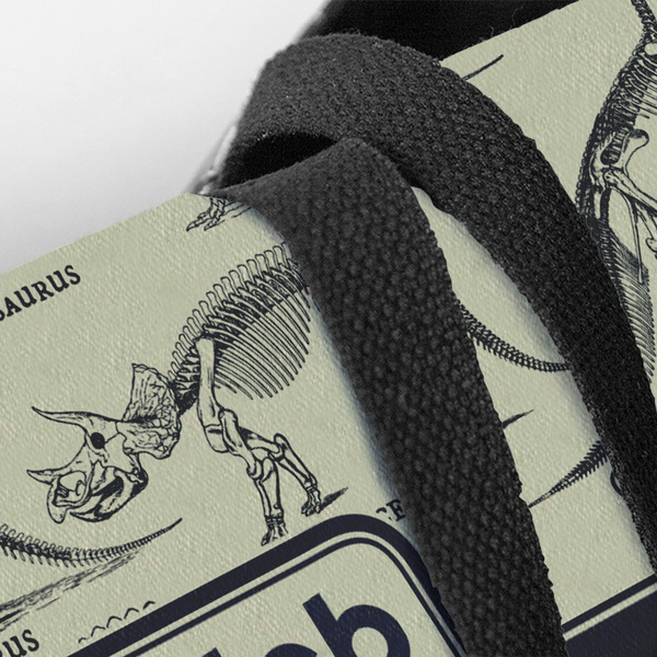 Dinosaur Skeletons Closeup of Tote w/Black Handles