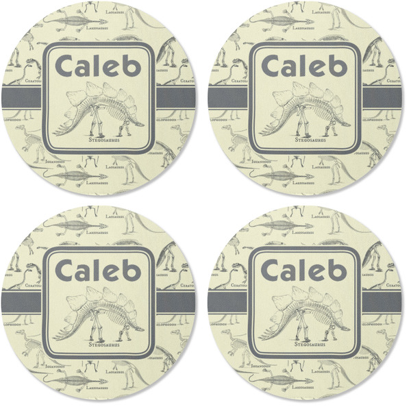 Dinosaur Skeletons Coaster Round Rubber Back - Apvl