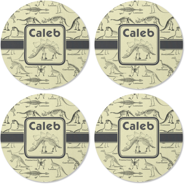Dinosaur Skeletons Coaster Round Rubber Back - Apvl