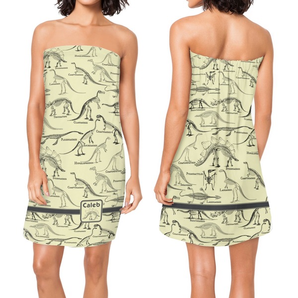 Dinosaur Skeletons Custom Bath Wrap - Front & Back View