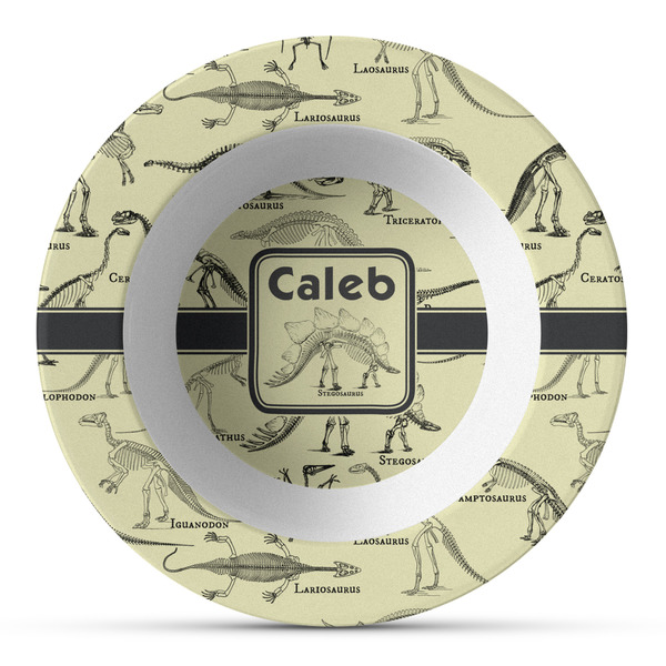 Custom Dinosaur Skeletons Plastic Bowl - Microwave Safe - Composite Polymer (Personalized)