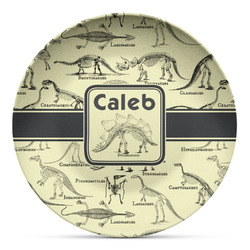 Dinosaur Skeletons Microwave Safe Plastic Plate - Composite Polymer (Personalized)