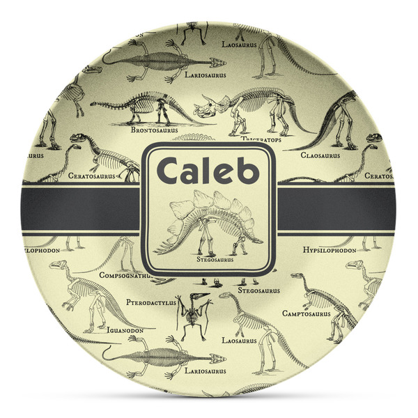 Custom Dinosaur Skeletons Microwave Safe Plastic Plate - Composite Polymer (Personalized)