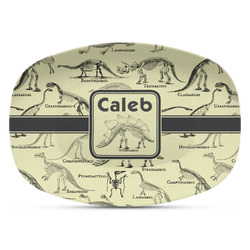 Dinosaur Skeletons Plastic Platter - Microwave & Oven Safe Composite Polymer (Personalized)