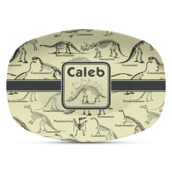 Custom Dinosaur Skeletons Plastic Platter - Microwave & Oven Safe Composite Polymer (Personalized)