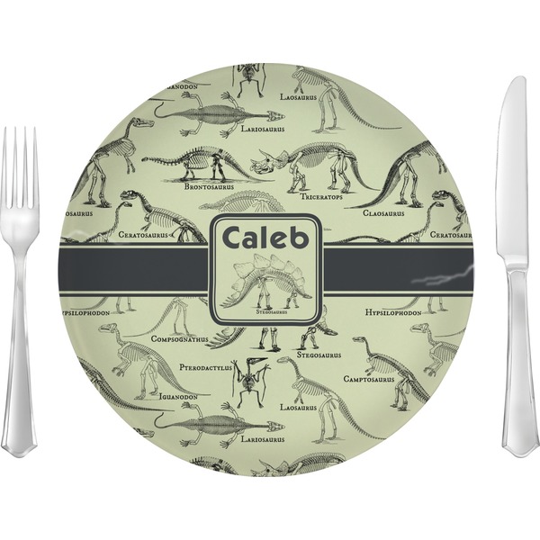 Custom Dinosaur Skeletons 10" Glass Lunch / Dinner Plates - Single or Set (Personalized)