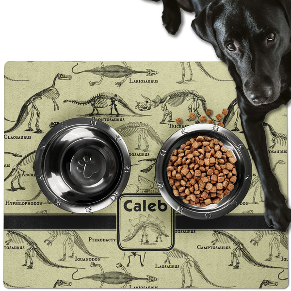 Dinosaur Skeletons Dog Food Mat - Large LIFESTYLE