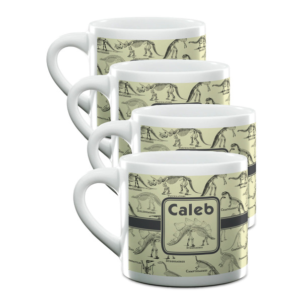 Custom Dinosaur Skeletons Double Shot Espresso Cups - Set of 4 (Personalized)