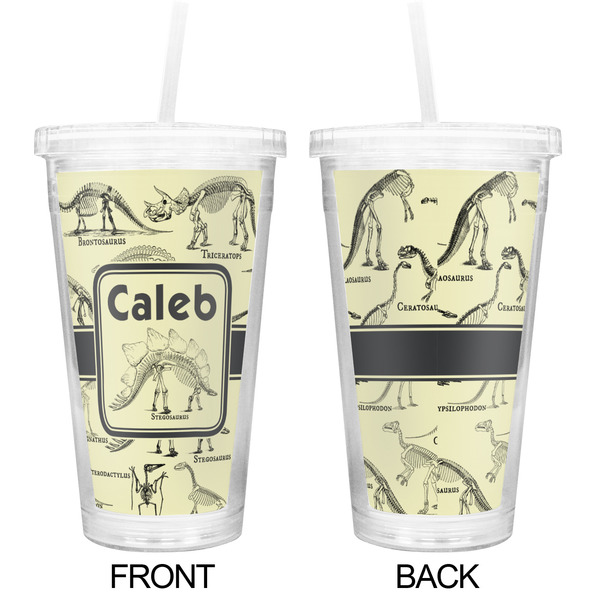Dinosaur Skeletons Double Wall Tumbler with Straw - Approval