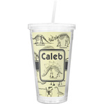 Dinosaur Skeletons Double Wall Tumbler with Straw (Personalized)