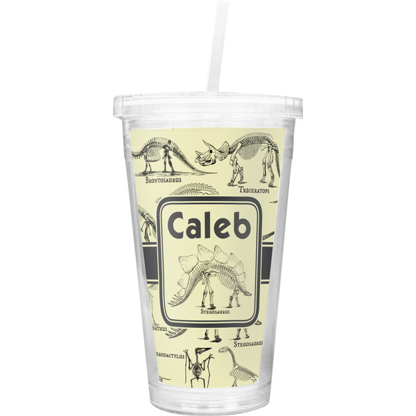 Custom Dinosaur Skeletons Double Wall Tumbler with Straw (Personalized)
