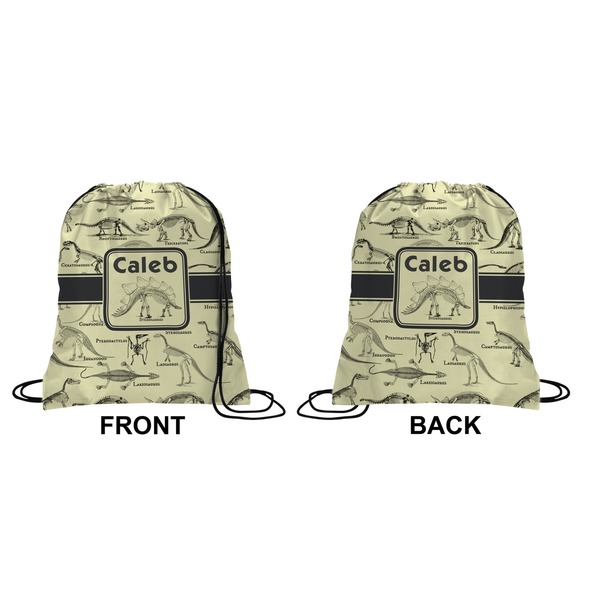 Dinosaur Skeletons Drawstring Backpack Front & Back Medium
