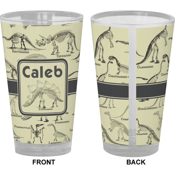 Dinosaur Skeletons Pint Glass - Full Color - Front & Back Views