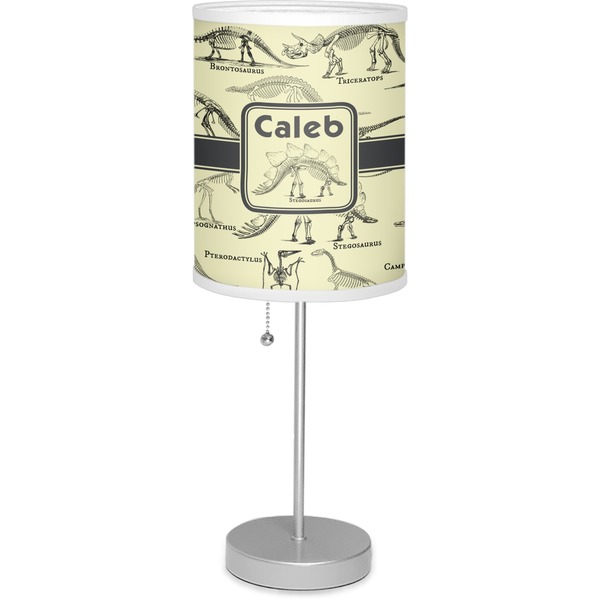 Custom Dinosaur Skeletons 7" Drum Lamp with Shade Linen (Personalized)