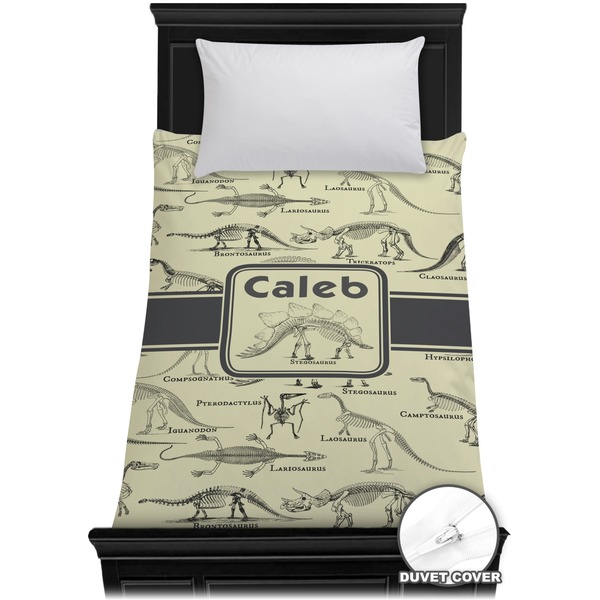 Custom Dinosaur Skeletons Duvet Cover - Twin (Personalized)