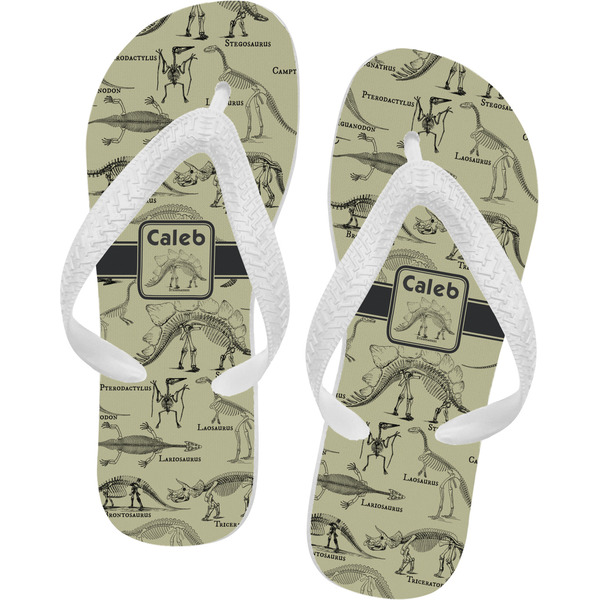 Custom Dinosaur Skeletons Flip Flops - Small (Personalized)
